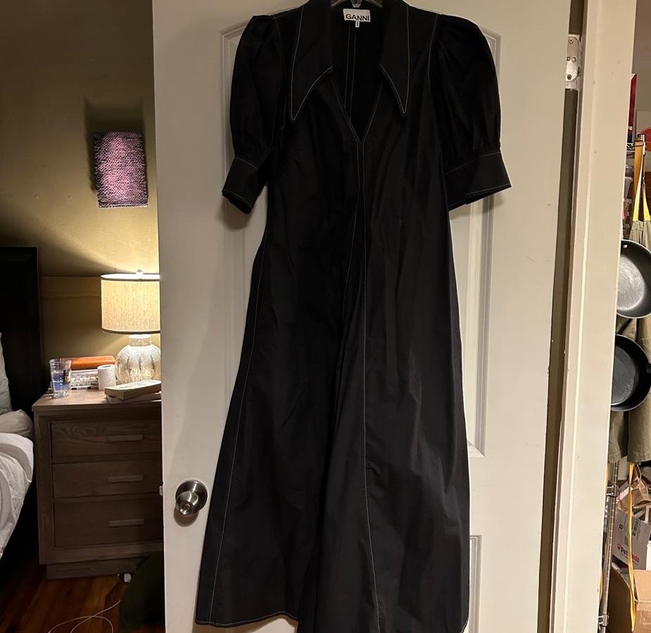 Black ganni midi with white stitching — photo 3 of 3