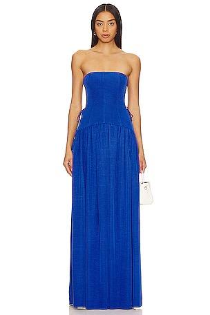 Strapless Blue Maxi Dress
