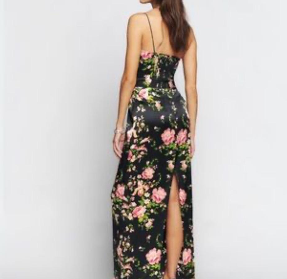 reformation black silk floral dress — photo 3 of 3