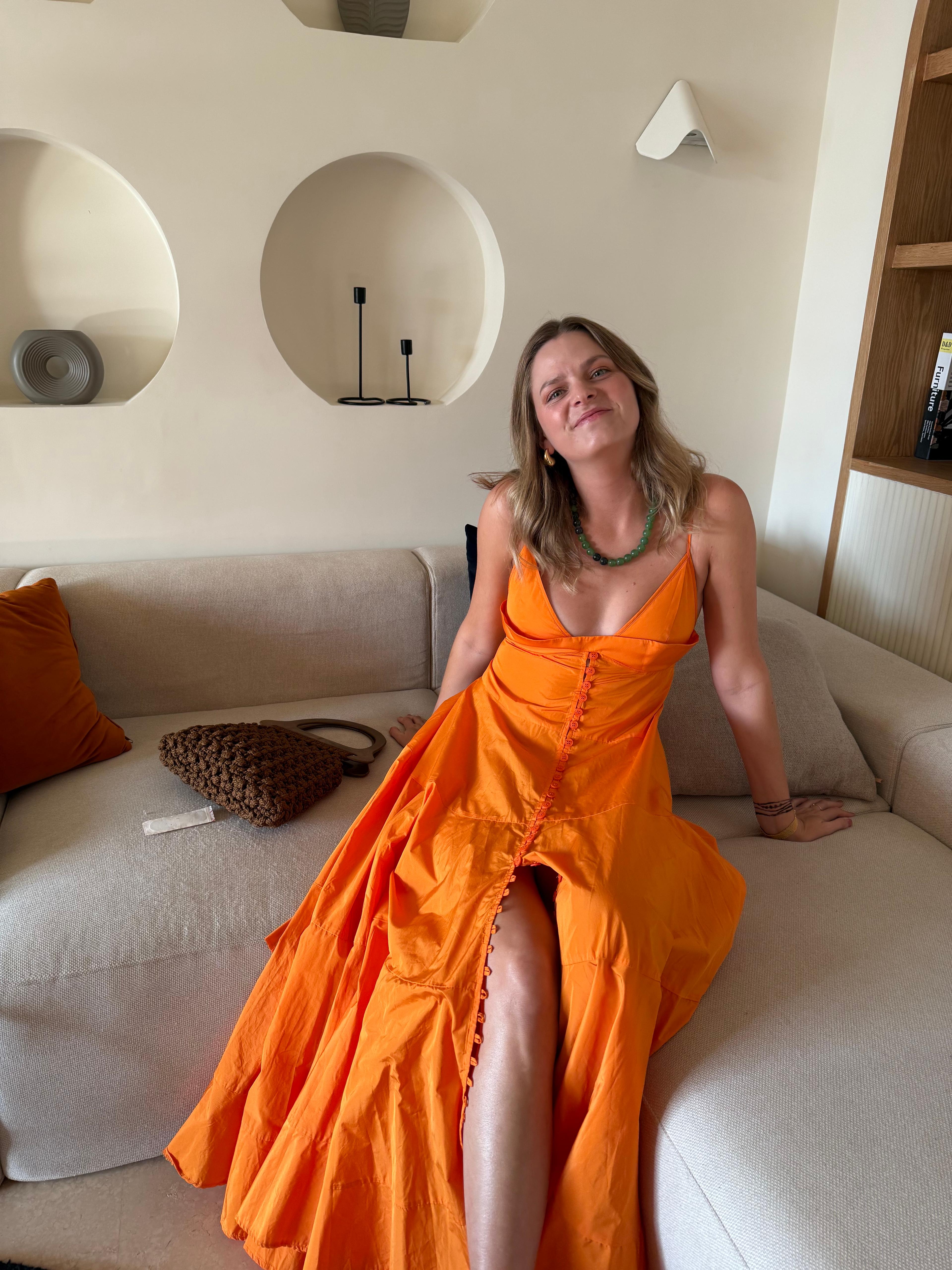 Jacquemus Orange Tiered Taffeta Dress — photo 5 of 5
