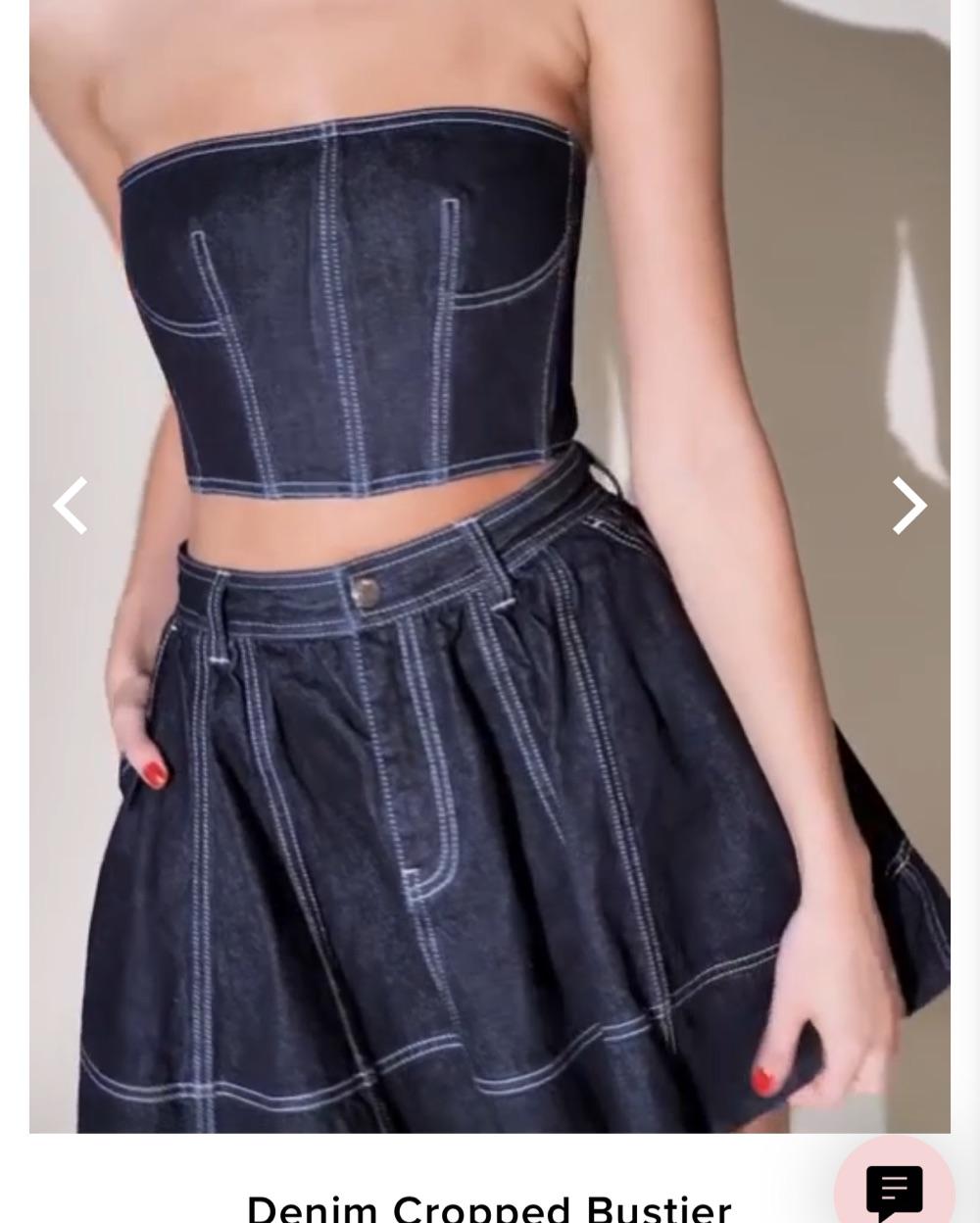 Denim Crop Bustier & Skirt Set — photo 3 of 4