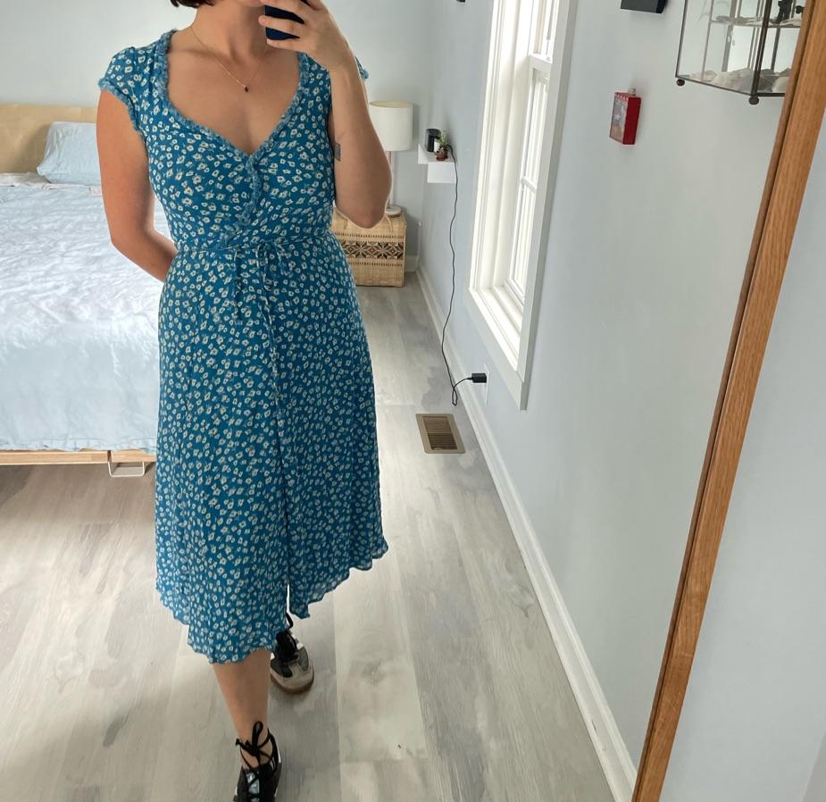 Blue Floral Wrap Dress
