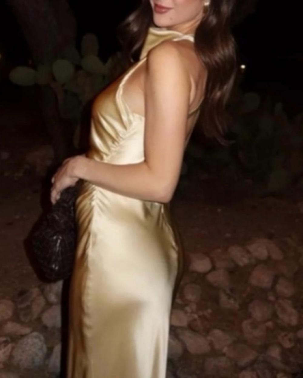 Casette silk maxi dress in blonde — photo 3 of 6