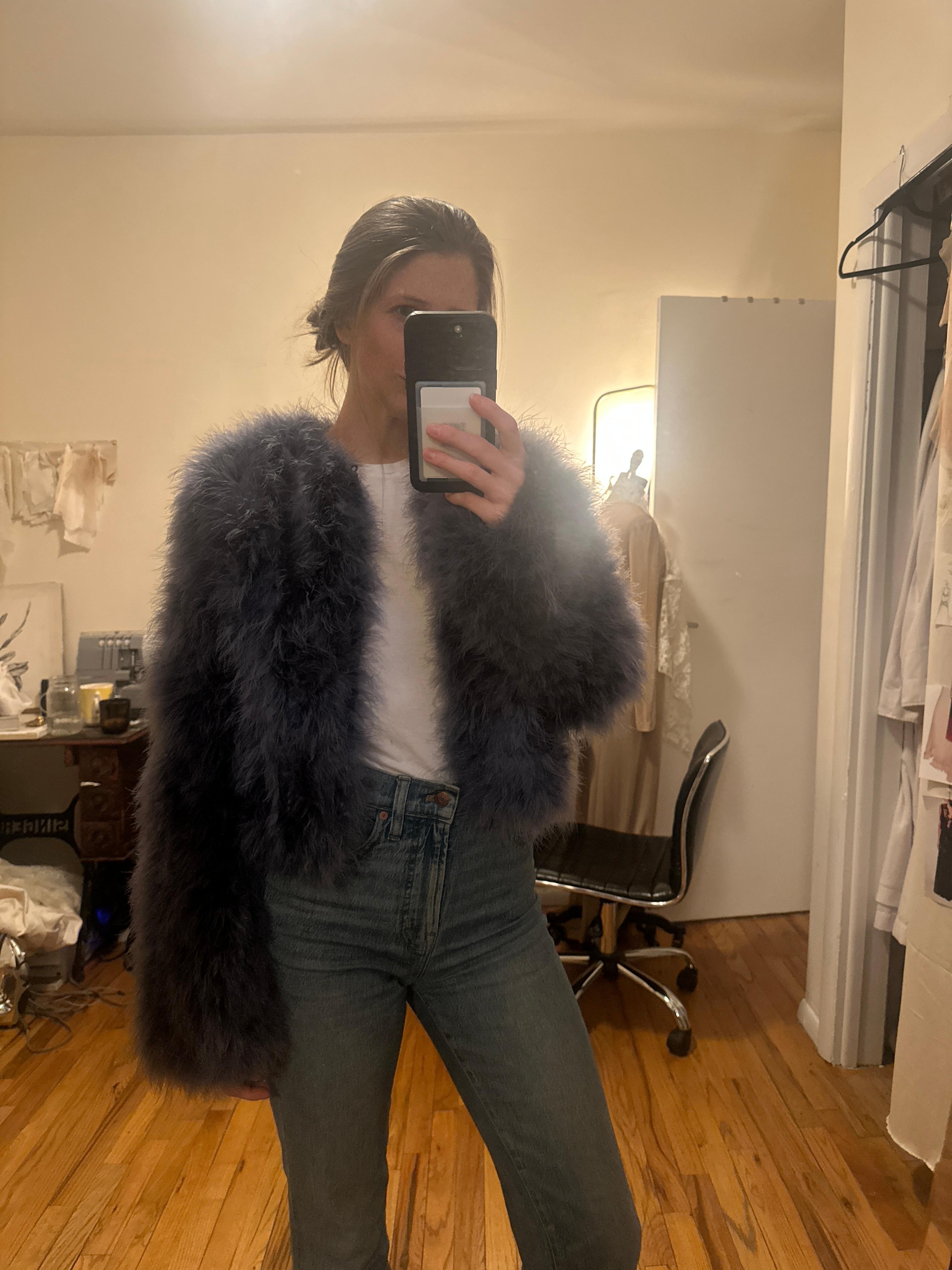 Blue Fur Cropped Jacketo