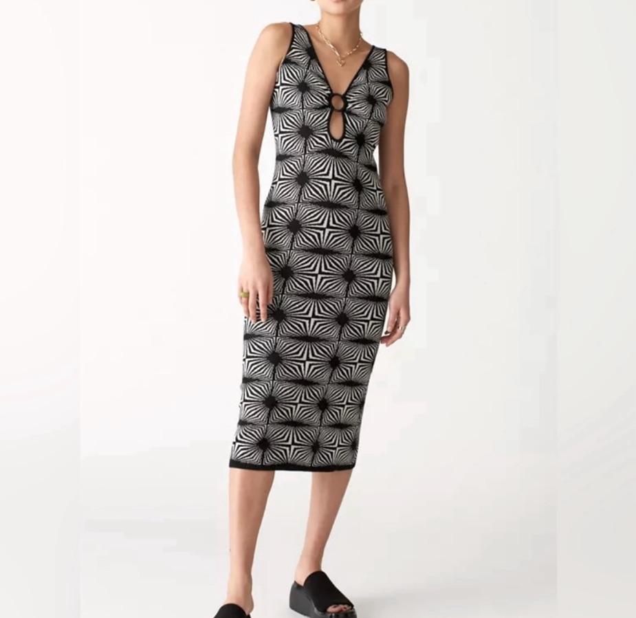 Geometric Cut Out Midi Dress
