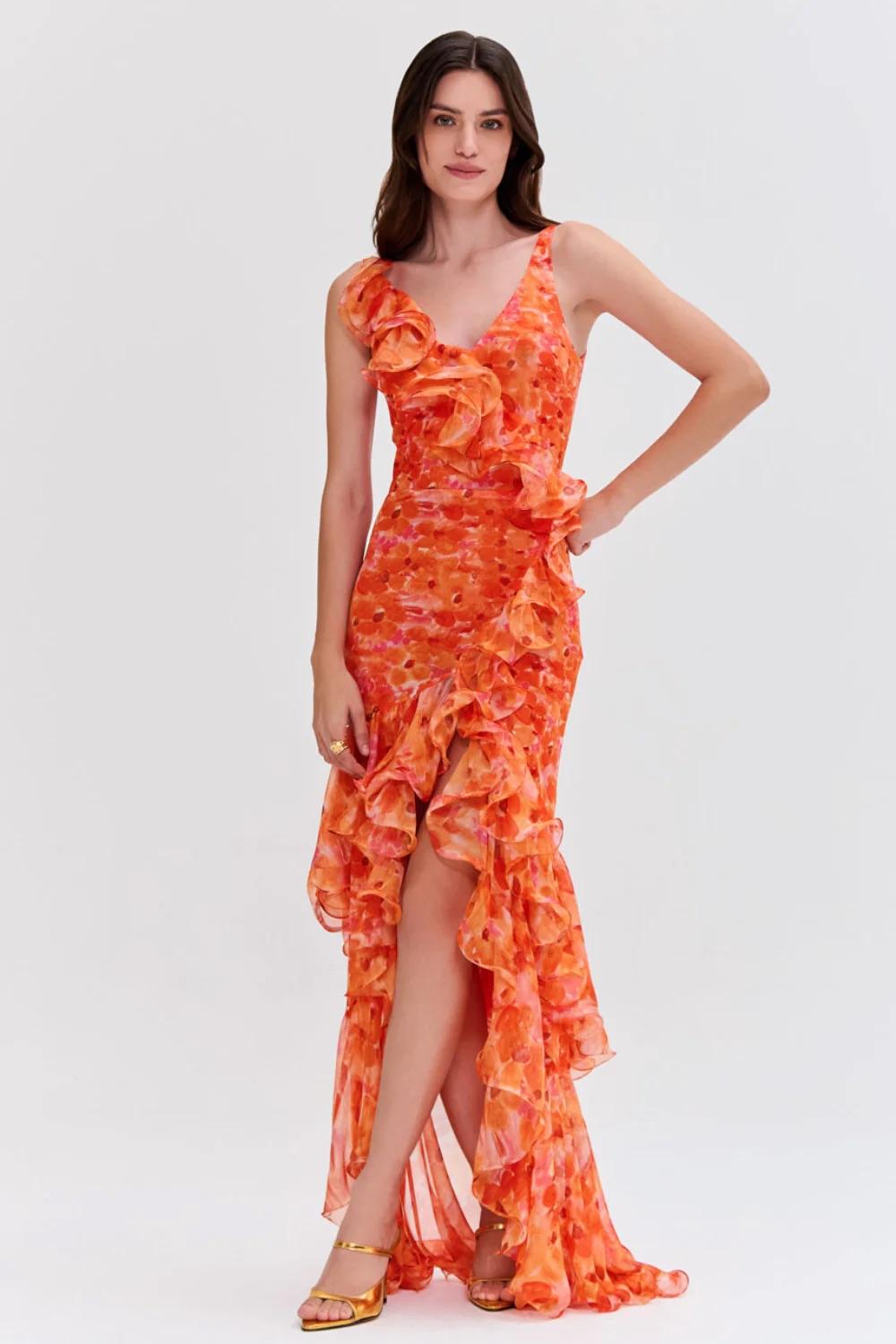 Vibrant Ruffled Dress