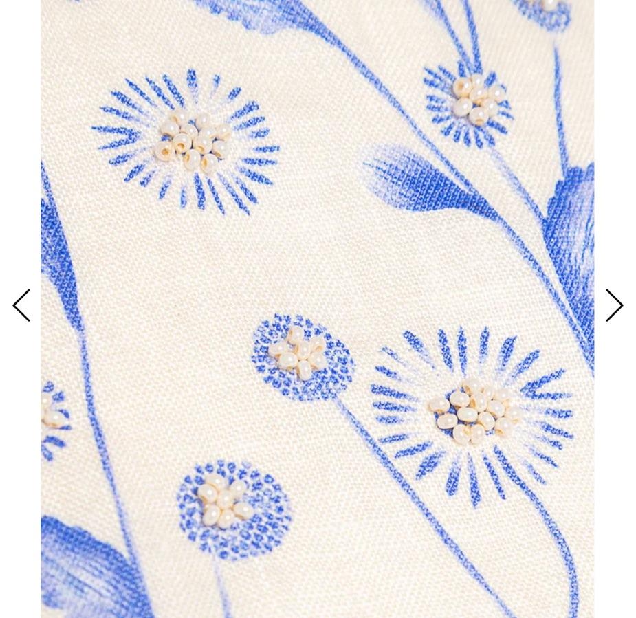 Aqua linen embroidered mini dress — photo 4 of 5
