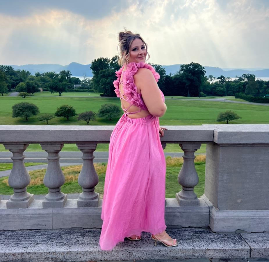 Formal floor length pink dress — photo 2 of 2