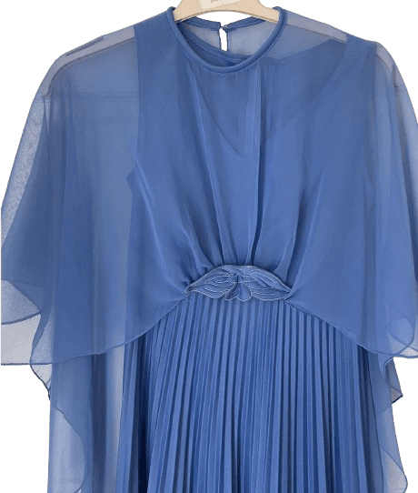 Blue Pleated Cape Dress — photo 2 of 4
