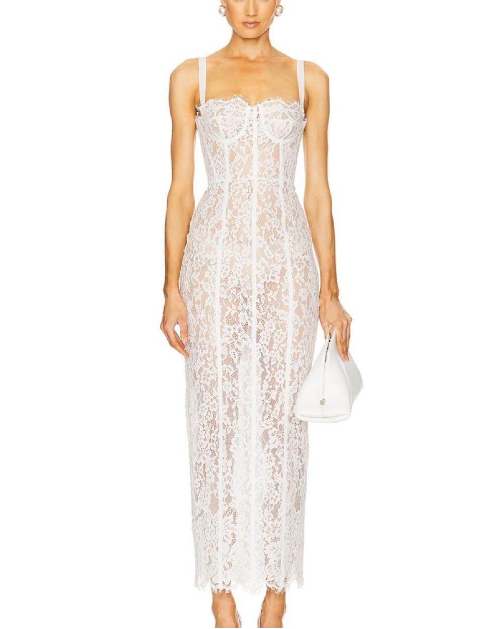 Helsa White Lace Sheer Dress — photo 1 of 3