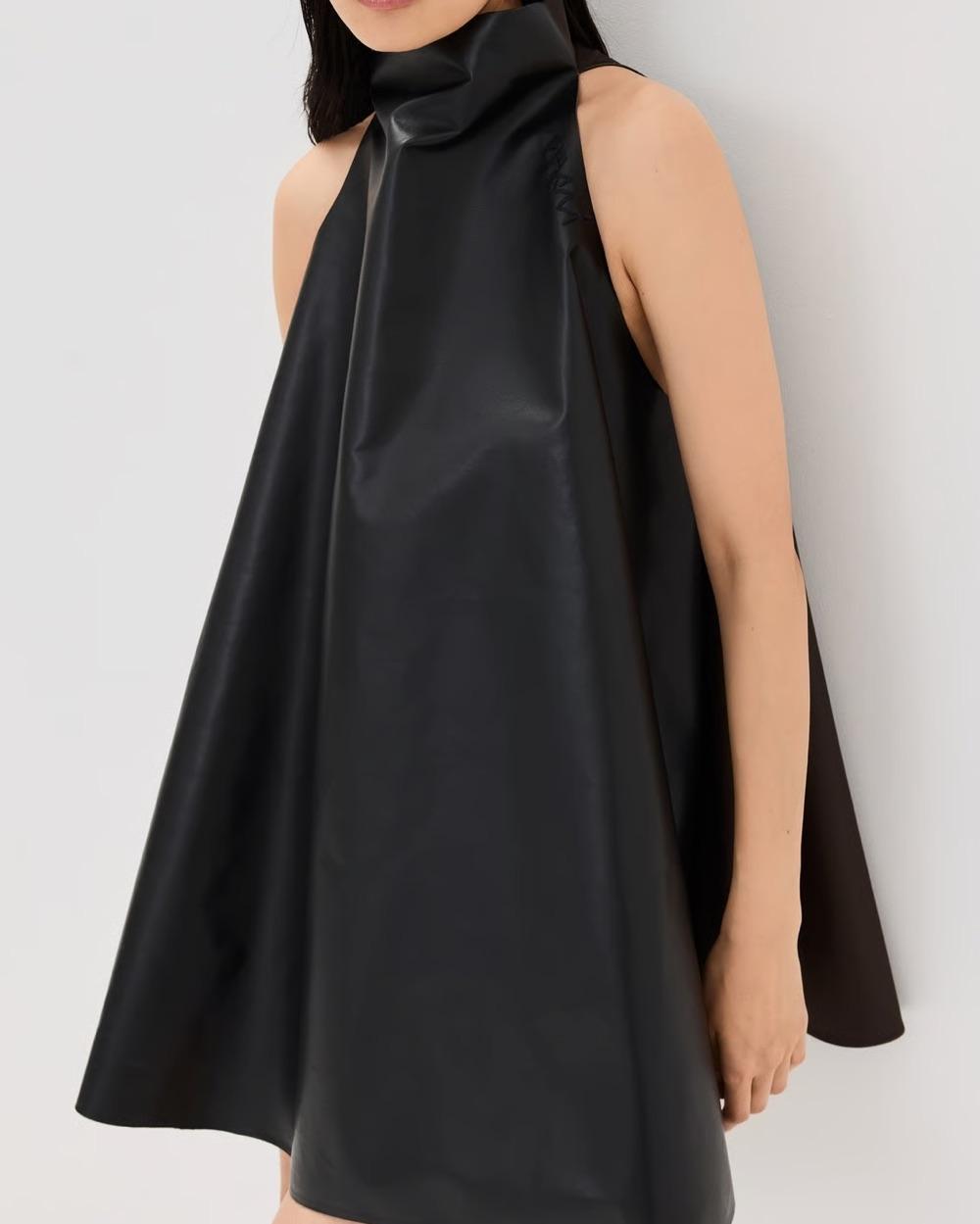 Black A-Line Leather Halter Dress — photo 6 of 6