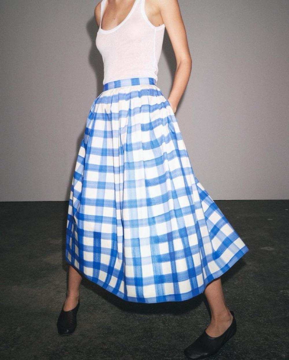 Zara Gingham Midi Skirt — photo 2 of 4