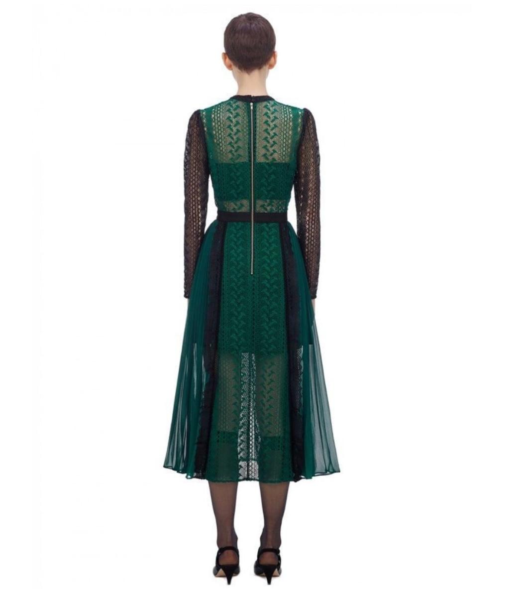 Self-Portrait | Green & Black Lace Dress — photo 2 of 5