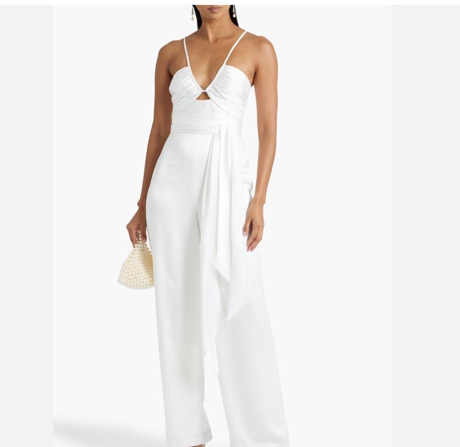 ML MONIQUE LHUILLIER
Ruched hammered-satin wide-leg jumpsuit — photo 2 of 4
