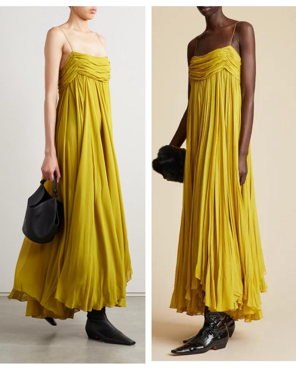 Khaite Yellow Silk Lally Dress - S/4