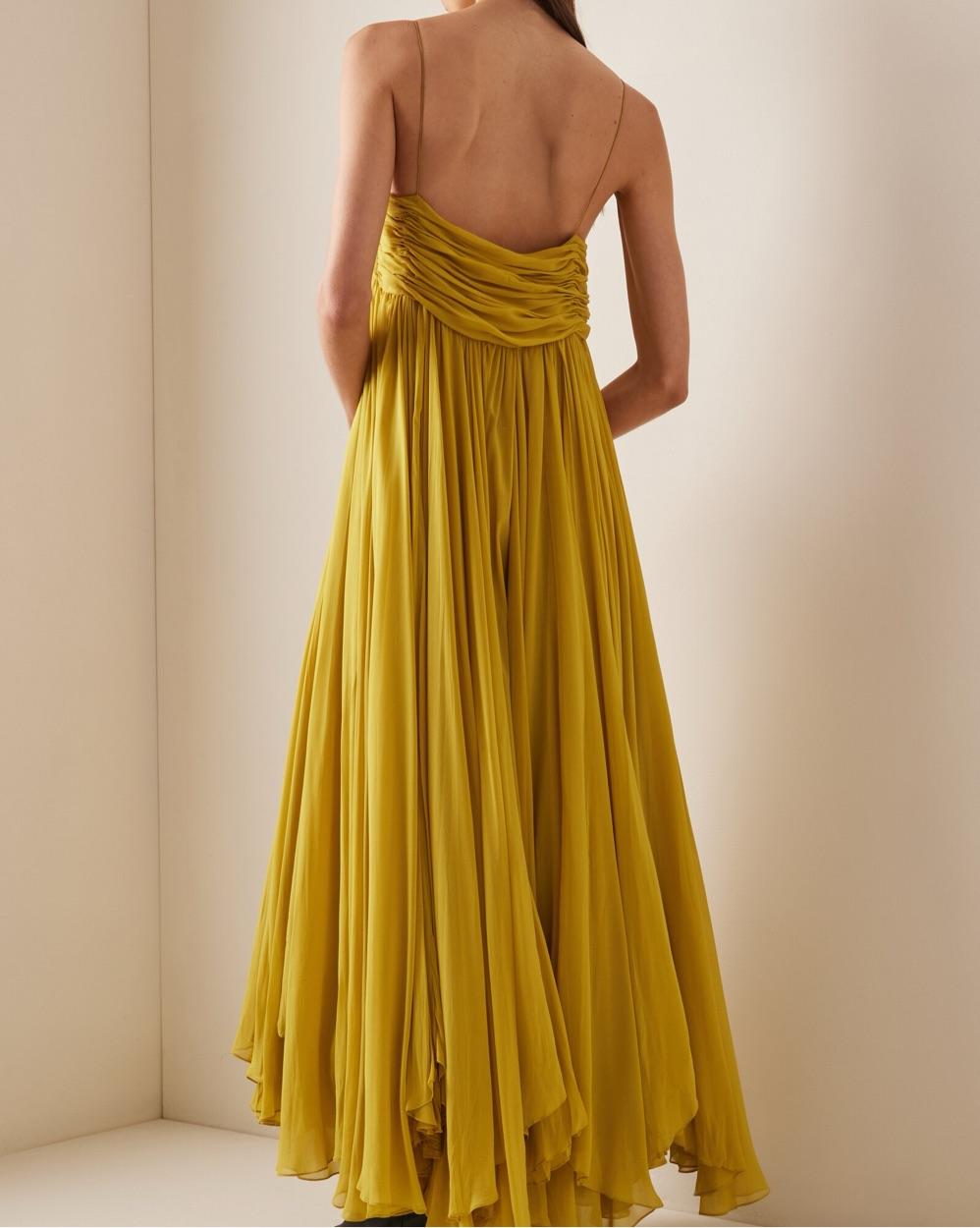 Khaite Yellow Silk Lally Dress - S/4 — photo 3 of 5