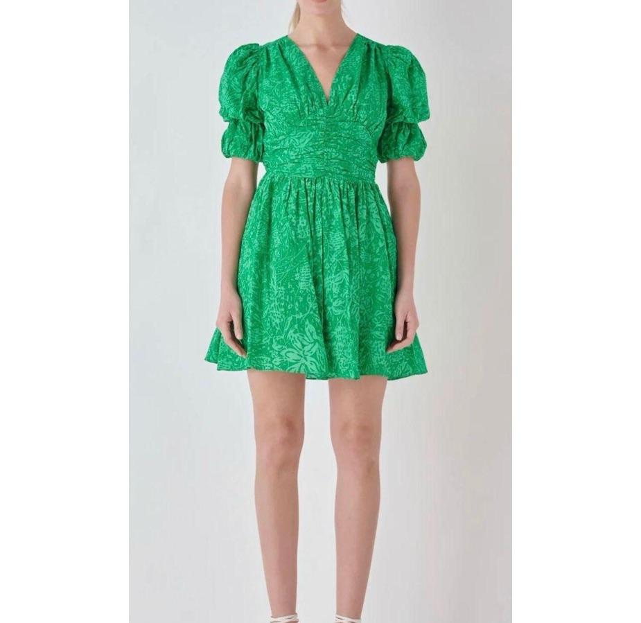 green puff sleeve mini — photo 1 of 3