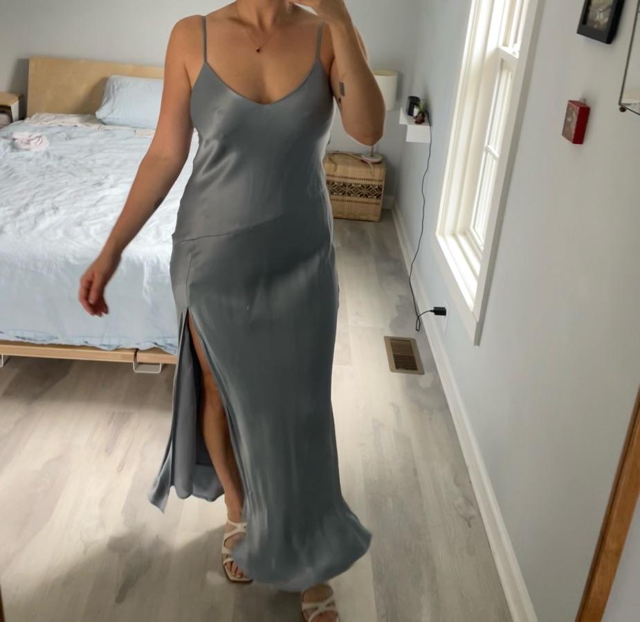 Ella Satin Dress -Blue Satin