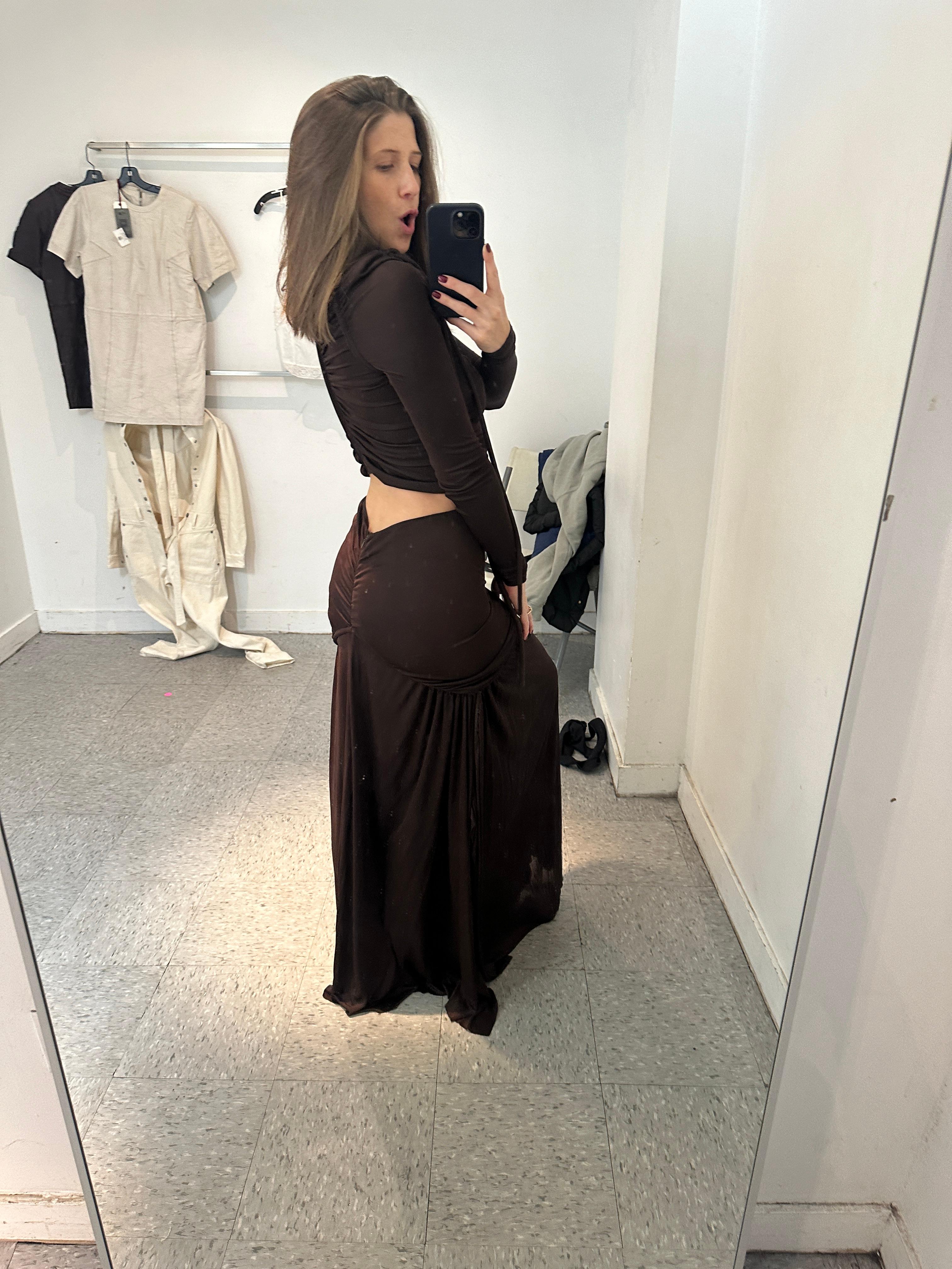 Proenza Schouler Brown Ruched Gown — photo 6 of 6