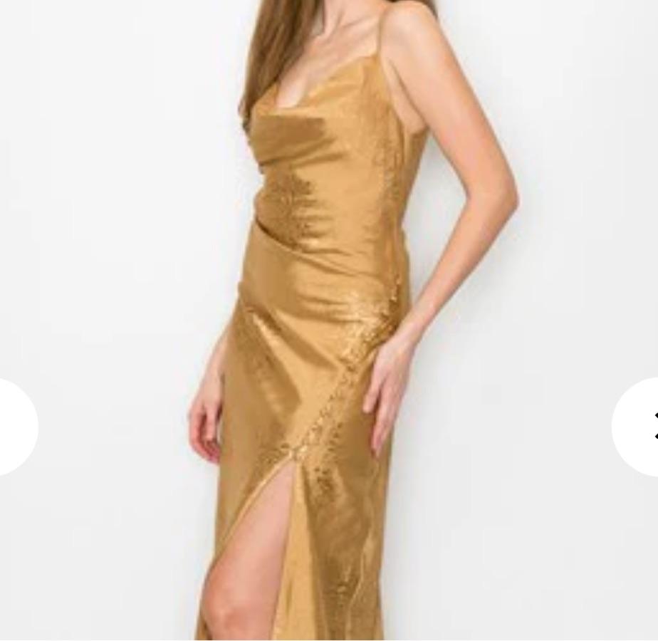 Gold Floral silky Long Dress  — photo 4 of 4