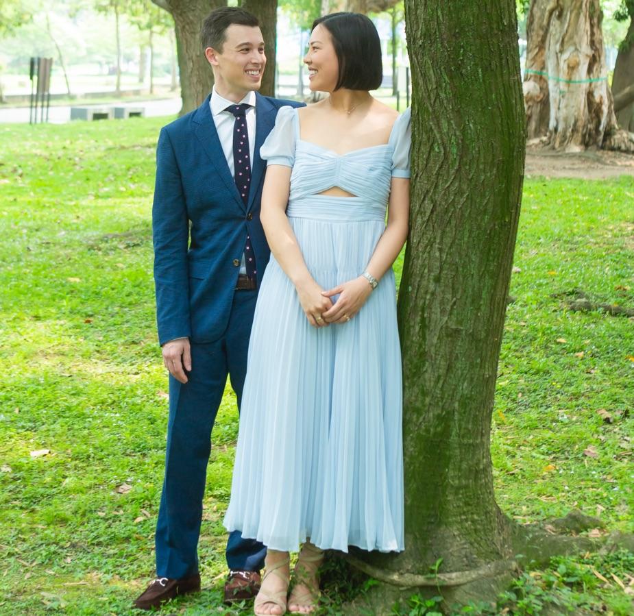 Self Portrait blue pleated midi dress  — photo 2 of 2