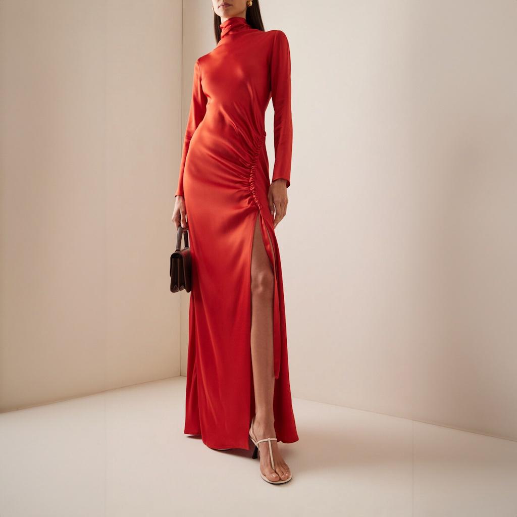 LAPOINTE Red High-Neck Gown — photo 1 of 4
