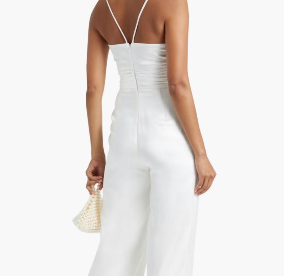 ML MONIQUE LHUILLIER
Ruched hammered-satin wide-leg jumpsuit — photo 3 of 4