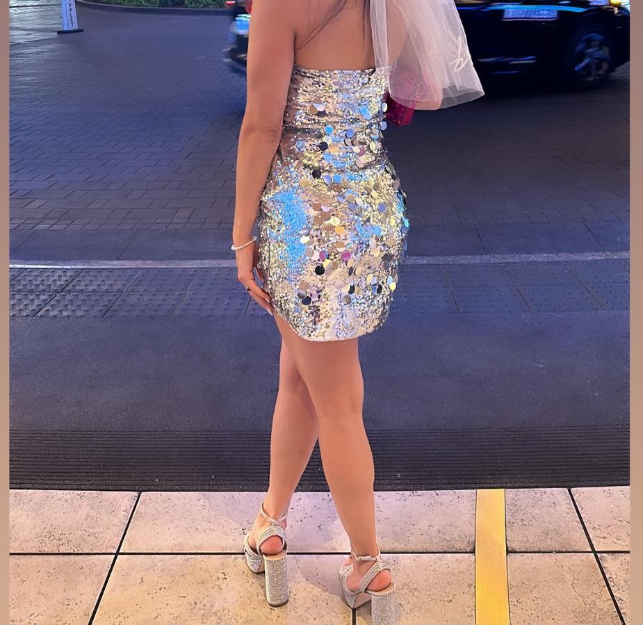 DANIELLE GUIZIO Silver Paillette Minidress — photo 2 of 3