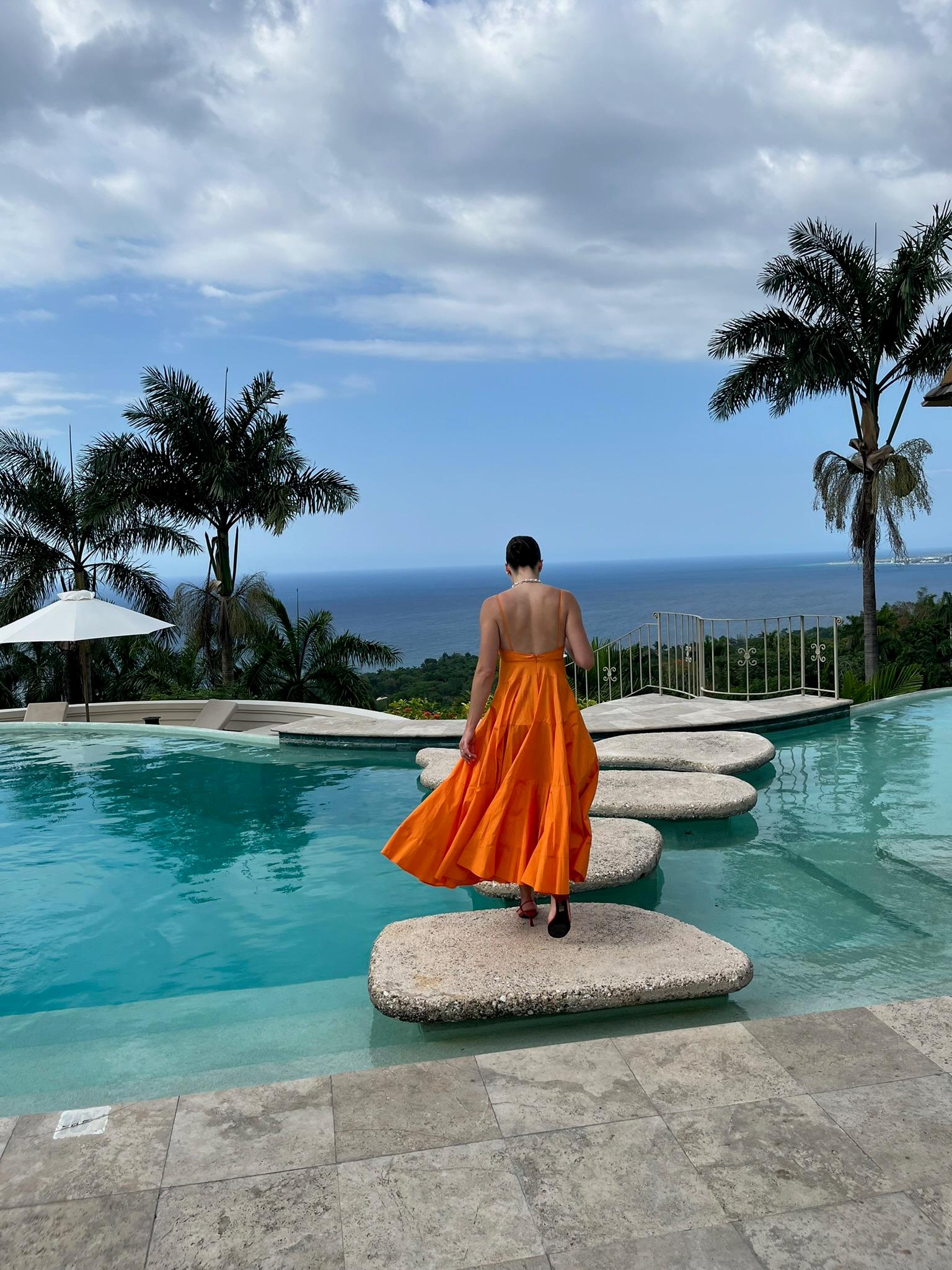 Jacquemus Orange Tiered Taffeta Dress — photo 3 of 5