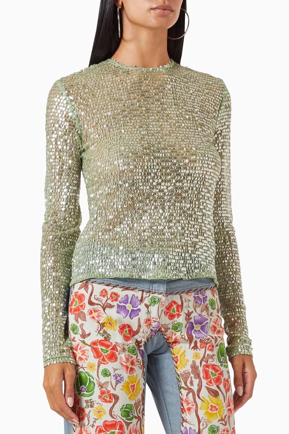 Siedres Green Sequin Top — photo 3 of 5