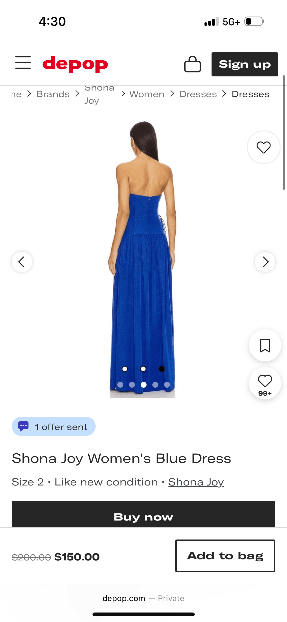 Strapless Blue Maxi Dress — photo 3 of 4