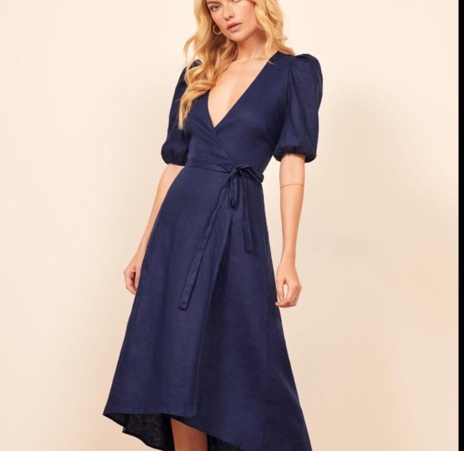 Linen Reformation Wrap Dress — photo 2 of 4