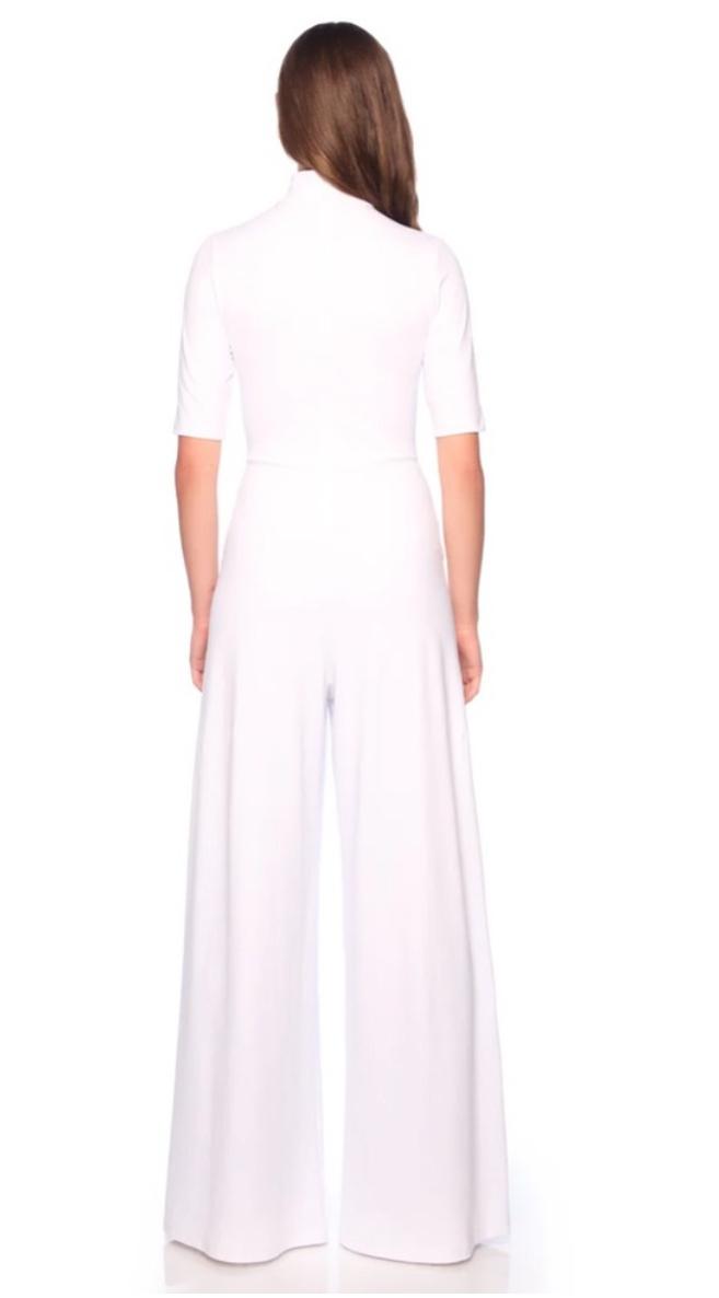 Mock Neck Short Sleeve Jumpsuit White — photo 3 of 3