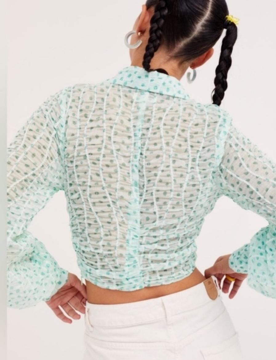 Drea Sheer Floral Tie-Front Top — photo 2 of 2