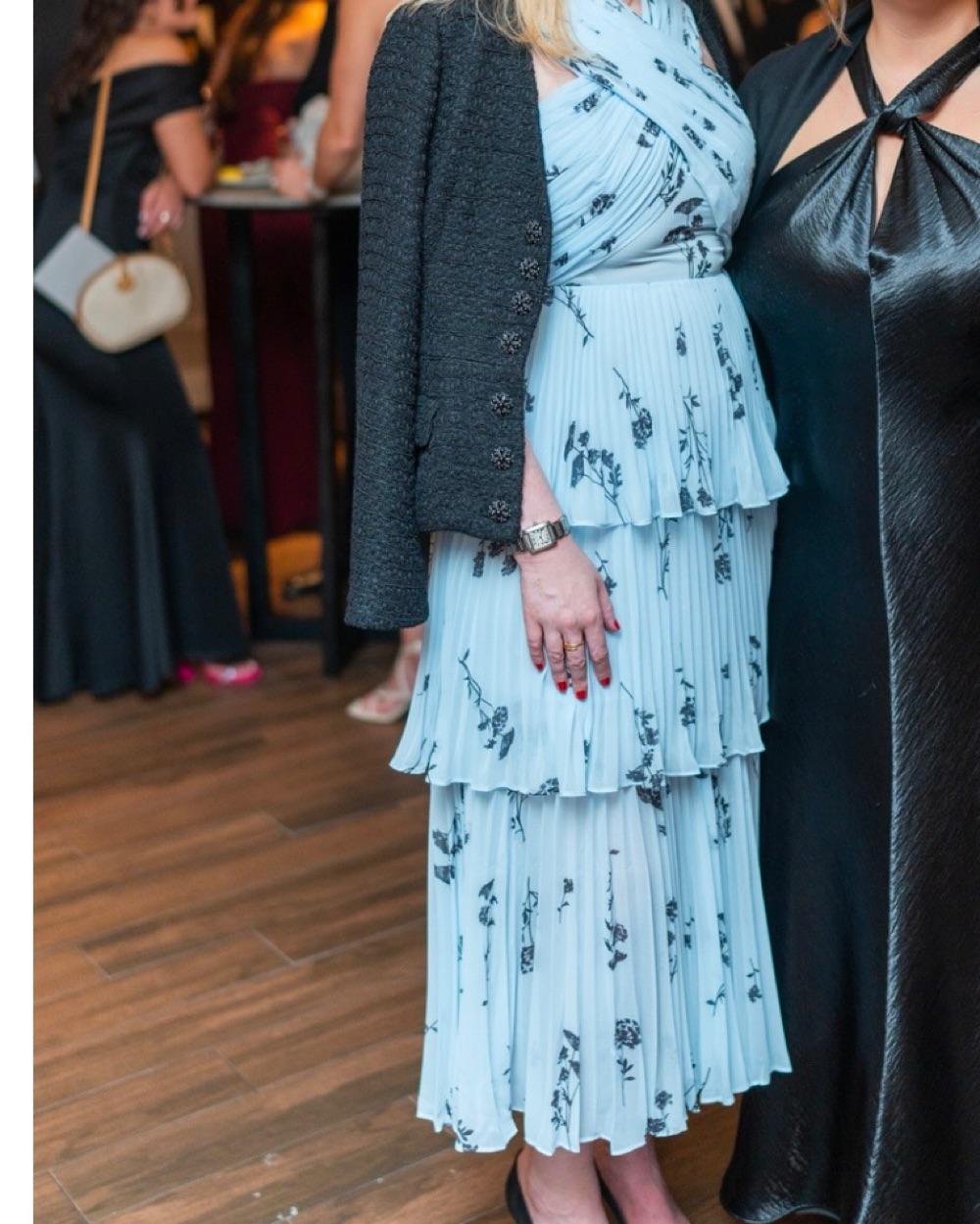 Floral Pleated Evening Dress