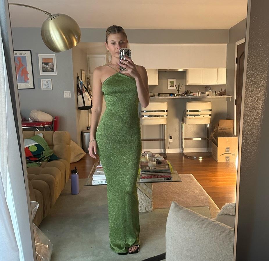 Green knitted lurex gown 
