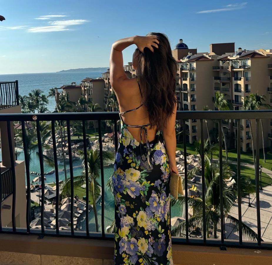 Line and Dot Bloom Halter Neck Maxi Dress — photo 3 of 4