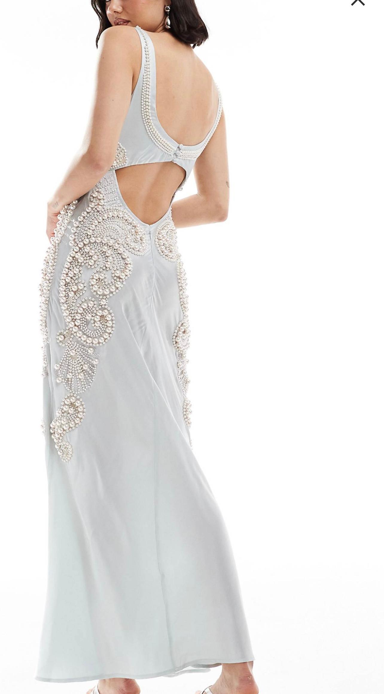 ASOS Design Pearl Embellished Satin Maxi — photo 3 of 3
