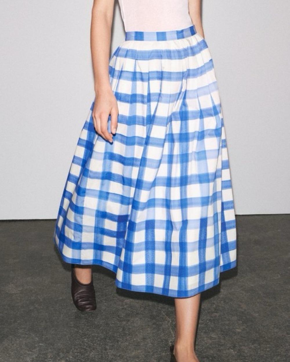 Zara Gingham Midi Skirt