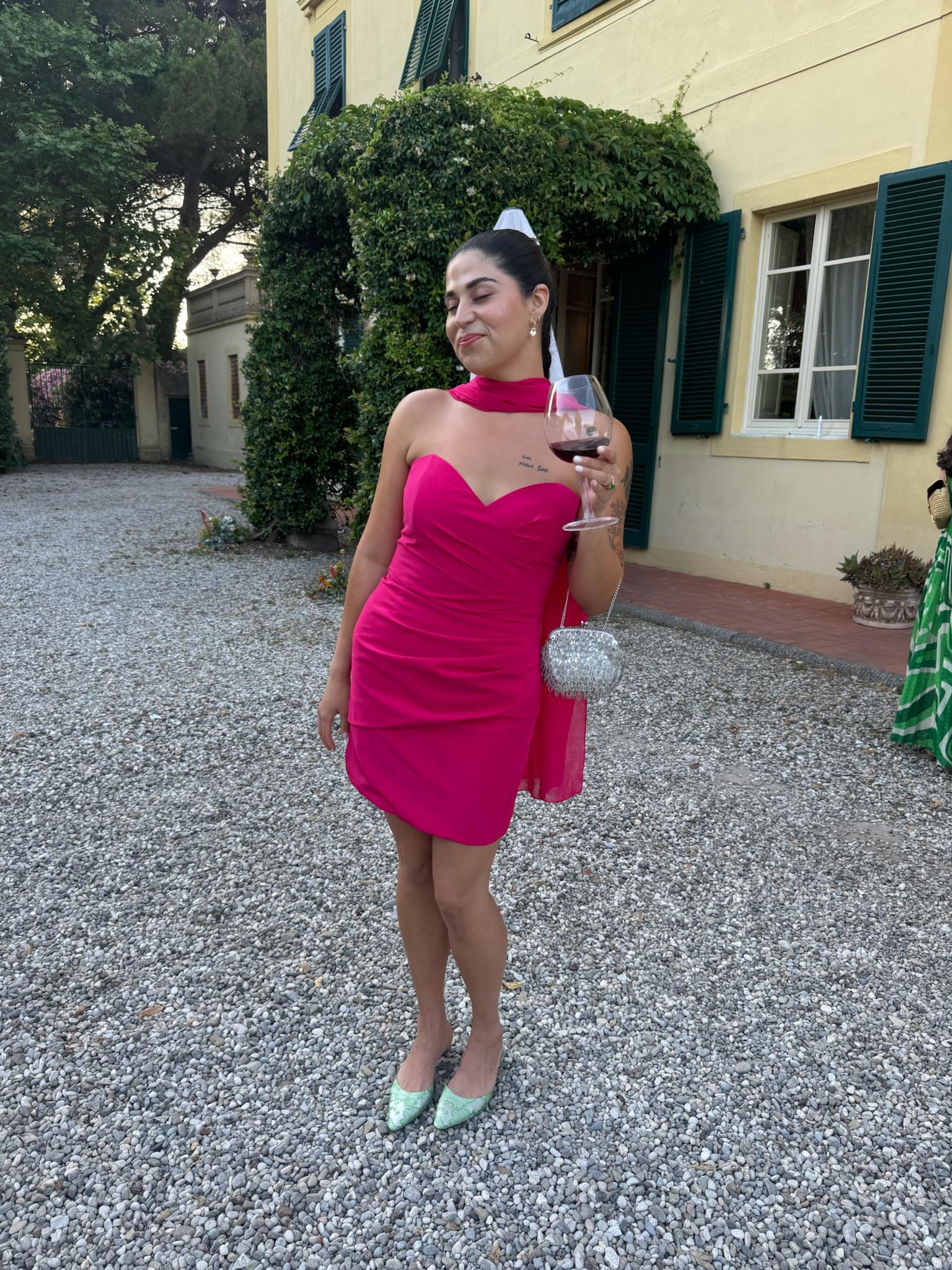 Vintage Pink Dress w Neck Scarf — photo 2 of 4