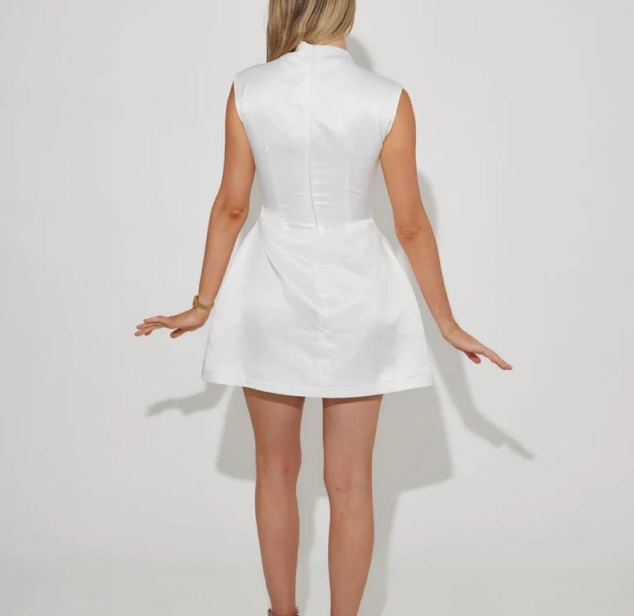 White Satin Mini Flare Dress — photo 3 of 3