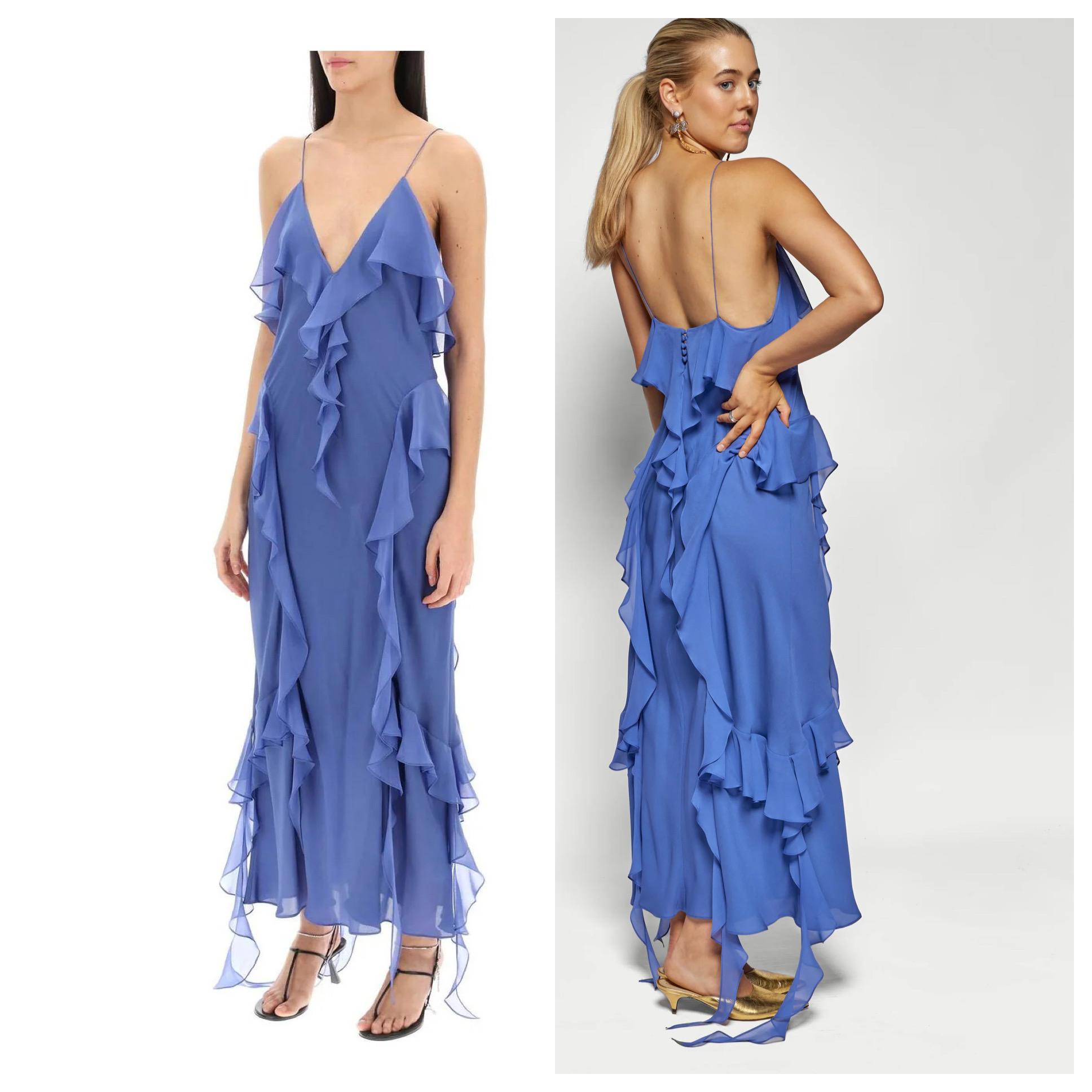 Khaite Pim Ruffle Silk Maxi Dress - 12 
