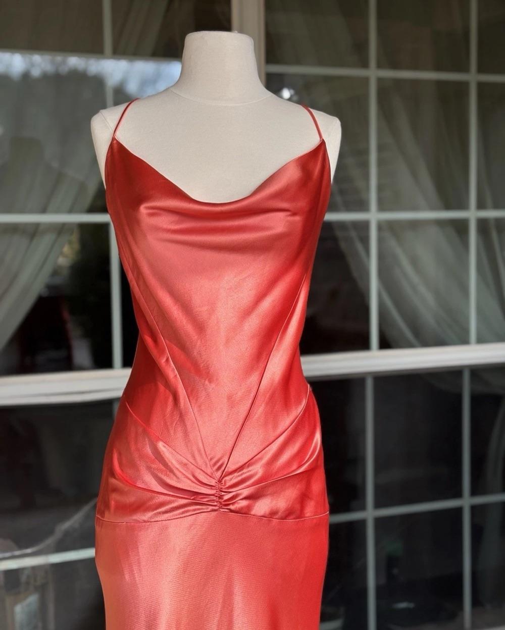 Satin Coral Gown — photo 3 of 5