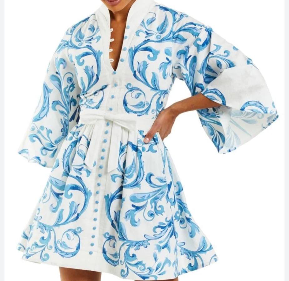Mestiza Blue Carmen mini dress