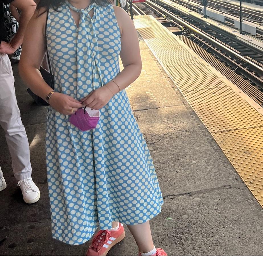 Vintage Blue Polka Dot Midi — photo 3 of 3