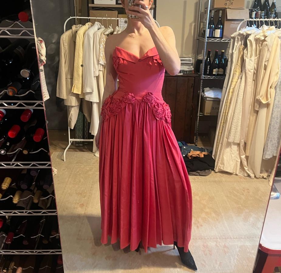 Vintage pink rosette gown — photo 3 of 5