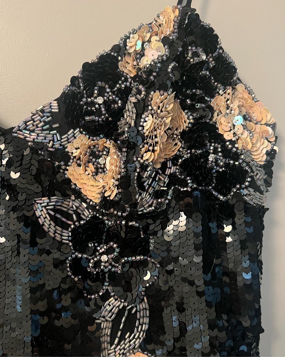 Vintage Sequin and Floral Mini Dress — photo 2 of 3