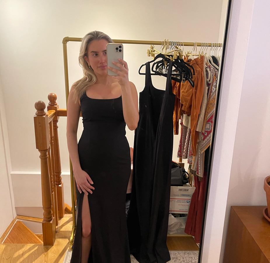 BHLDN Square-Neck Crepe Gown