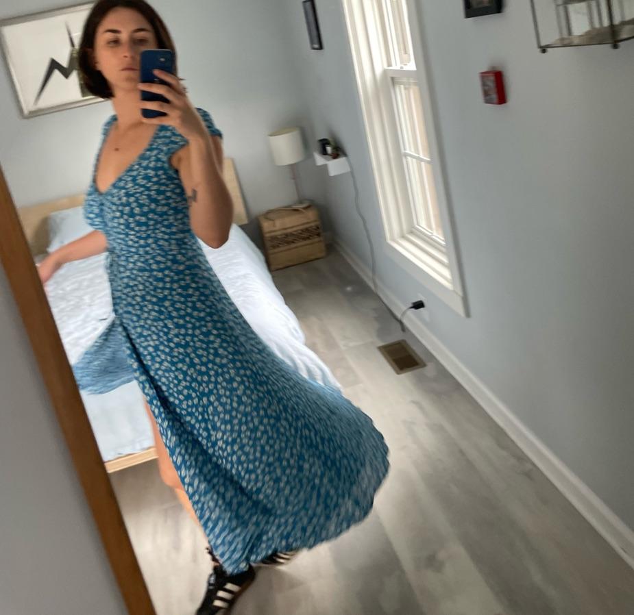 Blue Floral Wrap Dress — photo 2 of 2
