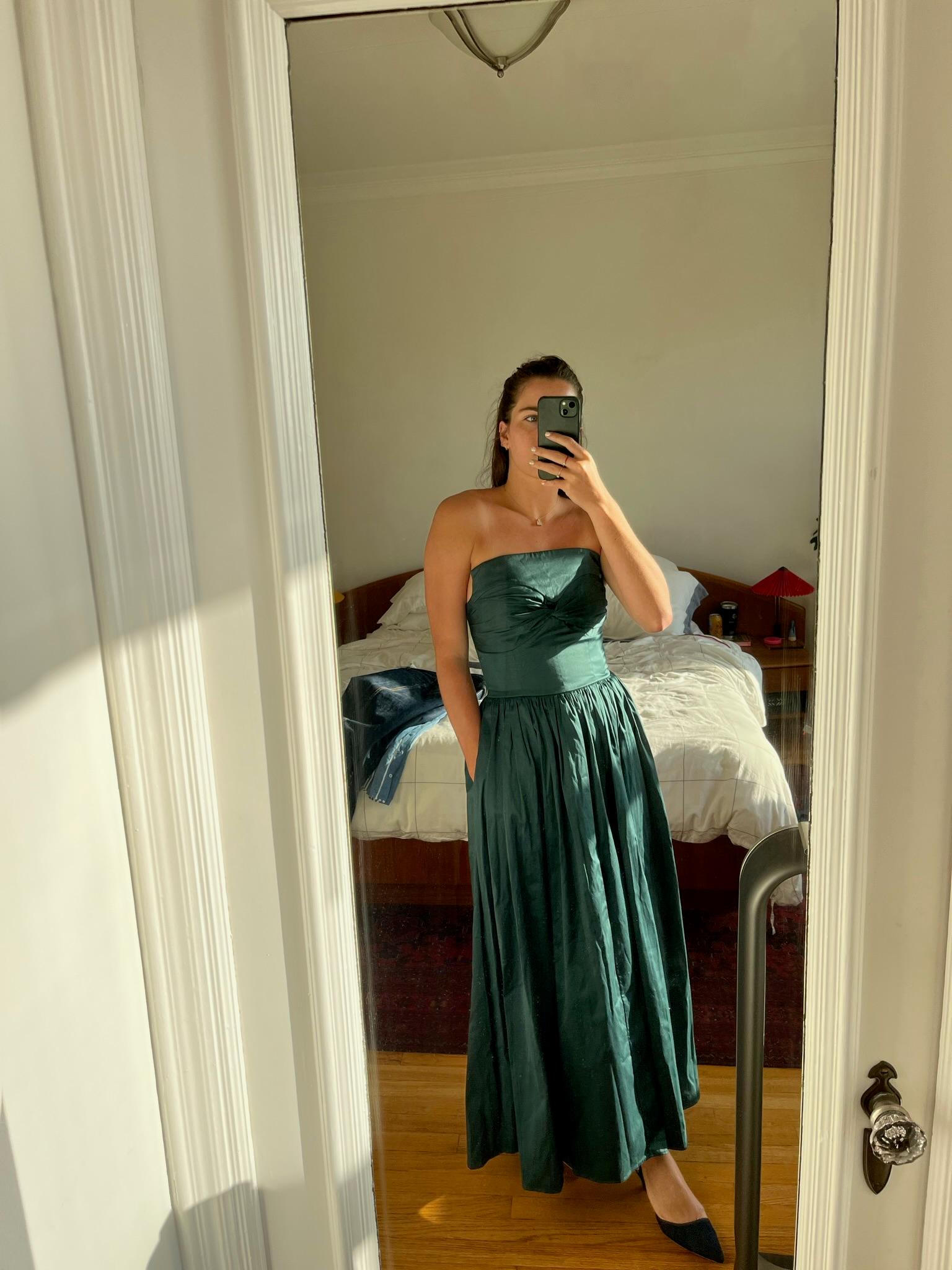 Tove Teal Cotton Sateen Midi Dress  — photo 4 of 5